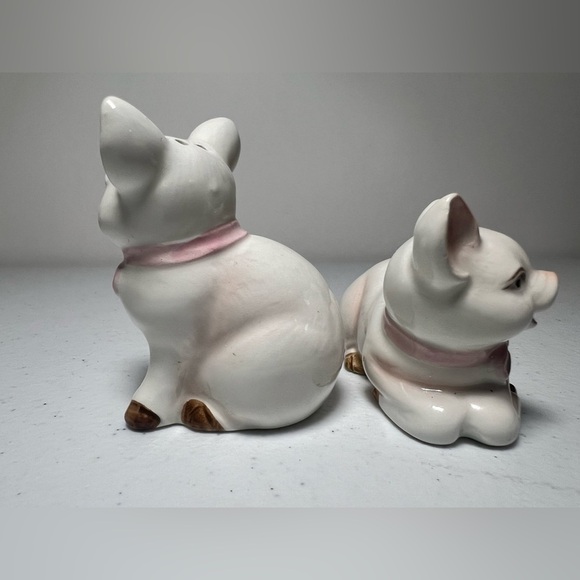 VTG Takakashi Pigs Salt & Pepper Shakers Pink Bow Farmhouse Cottage Core Japan - Picture 3 of 13